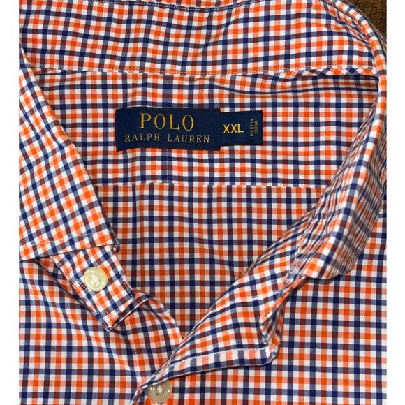 Polo Ralph Lauren Orange Blue Checkered Long Sleeve Button Down Pony XXL - Picture 5 of 7